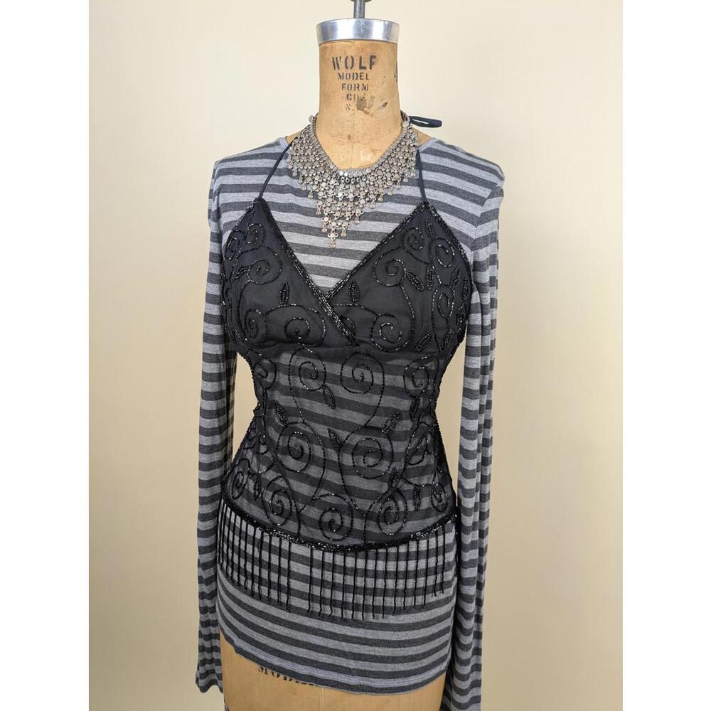 Y2K/2000's black sequin halterneck top